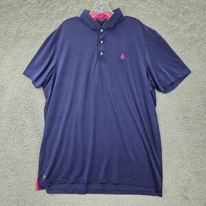 Greyson Men’s Blue Pink Accent Golf Performance Polo Shirt LOGO Size XL